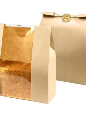 Paper Bread Bags with Front Window, Large Paper Bread Bags for Homemade Bread Gift