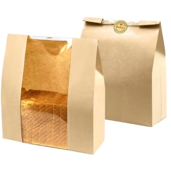 Paper Bread Bags with Front Window, Large Paper Bread Bags for Homemade Bread Gift Paper Bread Bags with Front Window, Large Paper Bread Bags for Homemade Bread Gift