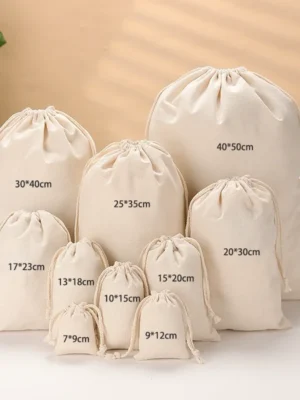 Cotton Drawstring Pouch Bag Organic Cotton Gift Jewelry Packaging Bag Eco-friendly Storage Gift Bag Cotton Drawstring