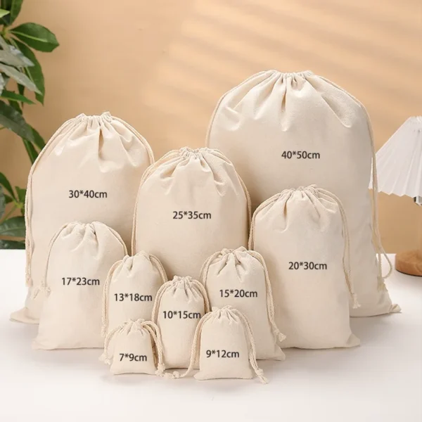 Cotton Drawstring Pouch2 Cotton Drawstring Pouch Bag Organic Cotton Gift Jewelry Packaging Bag Eco-friendly Storage Gift Bag Cotton Drawstring