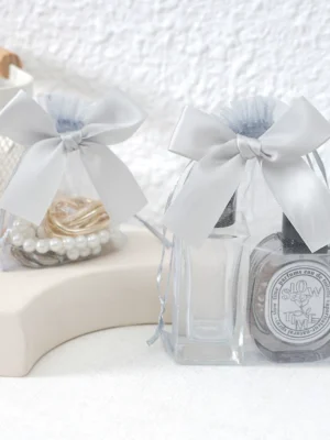 DIY Transparent Organza Bag Recyclable Jewelry Packaging for Rings and Wedding Candy Bowknot Style Gift Storage