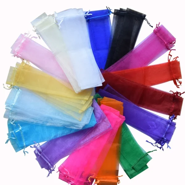 Fan Mesh Pouch2 Fan Mesh Pouch Solid Color Pearl Gauze Organza Drawstring Jewelry Gift Packaging Bag