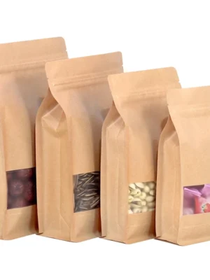 Food Grade Quality Packaging Pouch for Food Natural Kraft Craft Aluminum Paper Bag