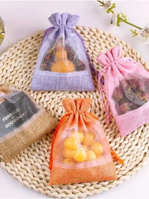Organza Jute Drawstring Gift Bags Wholesale for Weddings Christmas Parties & Jewelry Cosmetic Storage Recyclable
