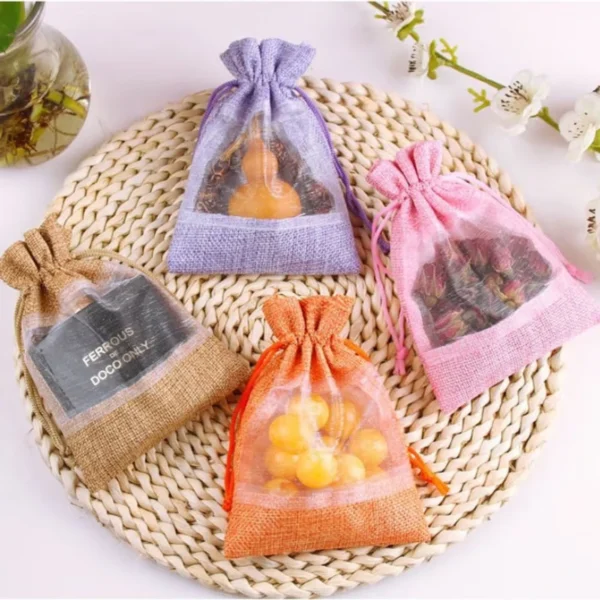 Organza Jute6 Organza Jute Drawstring Gift Bags Wholesale for Weddings Christmas Parties & Jewelry Cosmetic Storage Recyclable