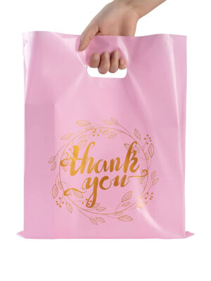 Plastic Waterproof Cloth Retail Pink Shopping Bag Luxury Printed Die Cut Plastic Shopping Bag With Handle