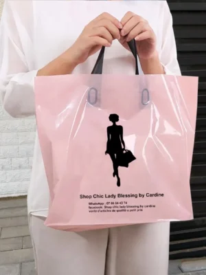 Custom Poly Bag Soft Loop Handles LDPE/HDPE Tote Shopping Plastic Bag With Own logo for Clothing Packaging