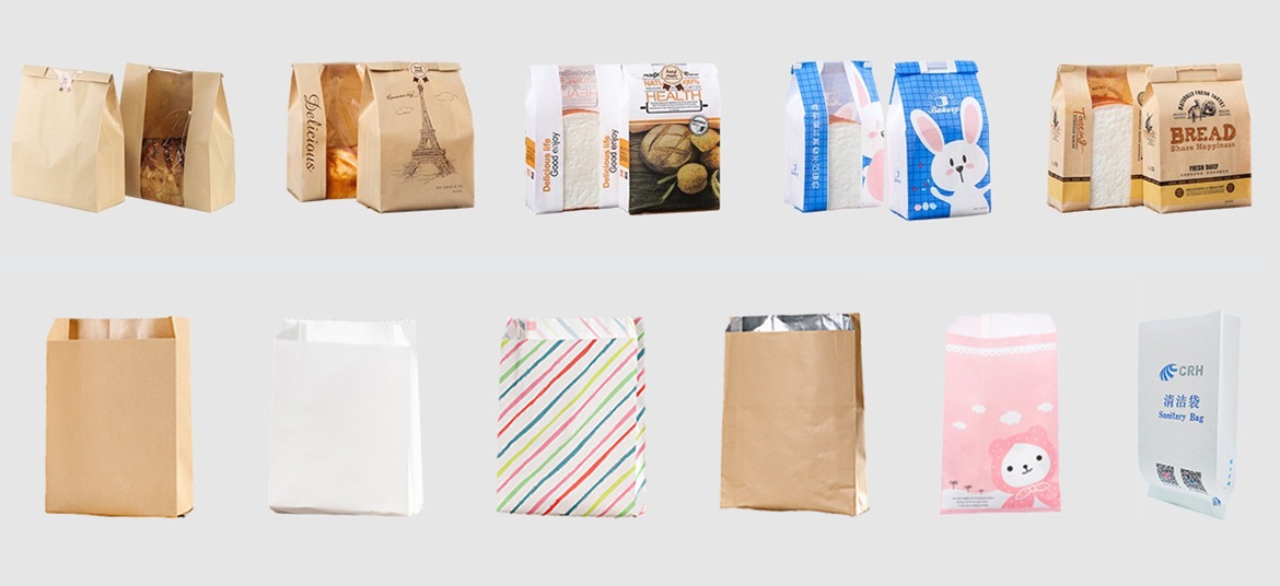 Food Large Loaf Kraft Cookies Packing Bread Paper Bag with Clear Front Window